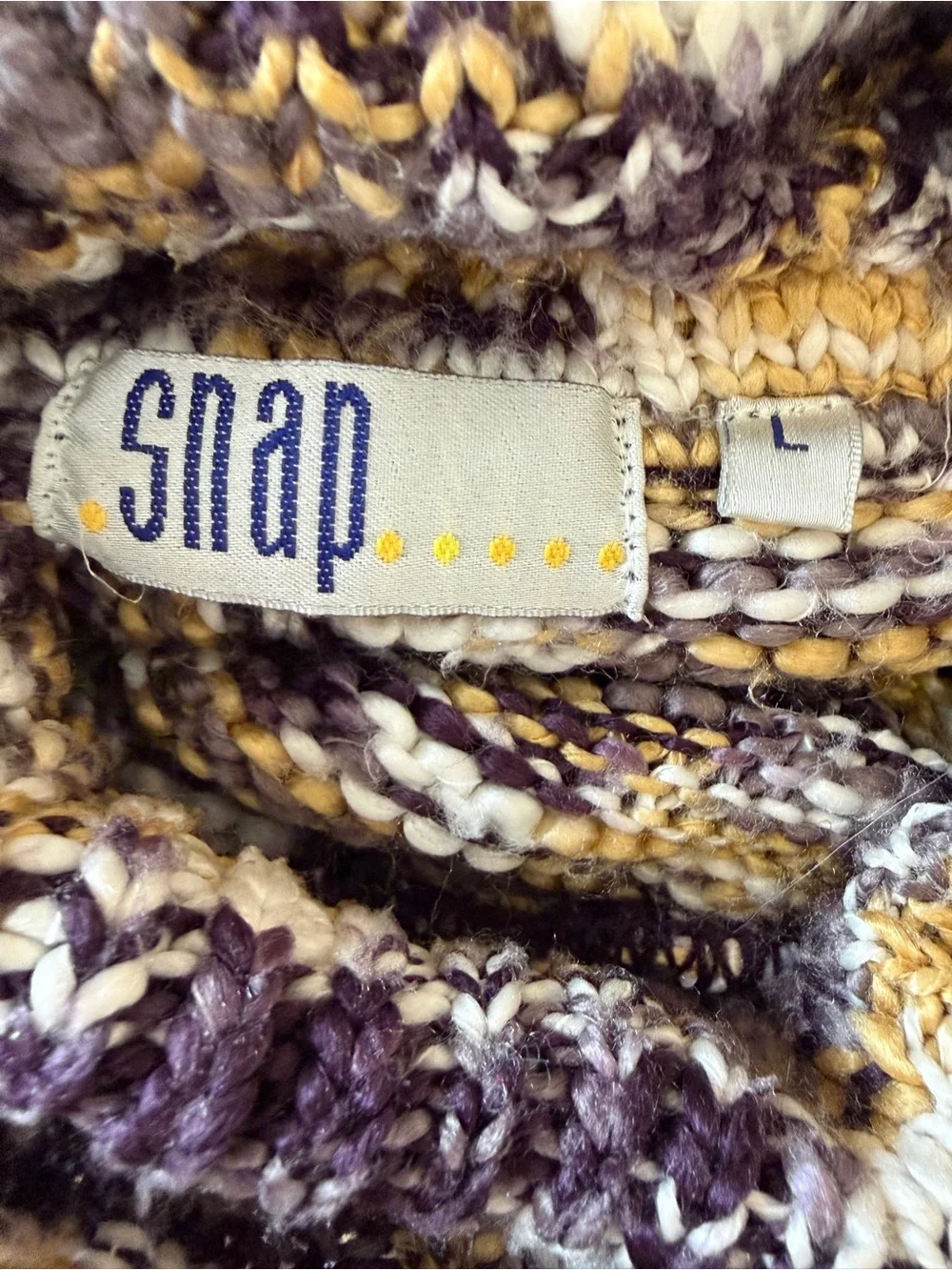 Snap Multicolor Knit Turtleneck Sweater in Mustard, Black & Cream